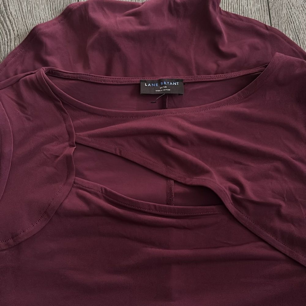 Lane Bryant Burgundy Long Sleeve Bodysuit - Picture 5 of 5